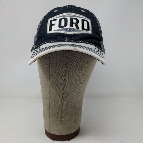 Ford Mens Meshback Snap Back Hat Blue White Embroidered Logo - Picture 3 of 12